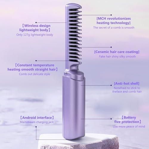 Portable Mini Hair Straightener Hot Comb - RECHARGEABLE